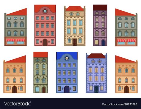 Houses set of different old european buildings Vector Image