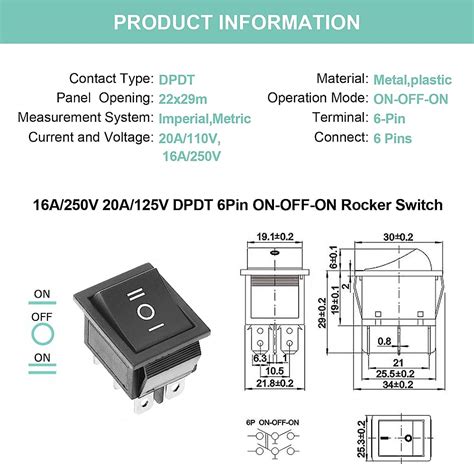 Auto Car Boat 6 Pin 15A Car Tip T DPDT ON-OFF-ON S 12v 220 - 250V LK ￡0 ...