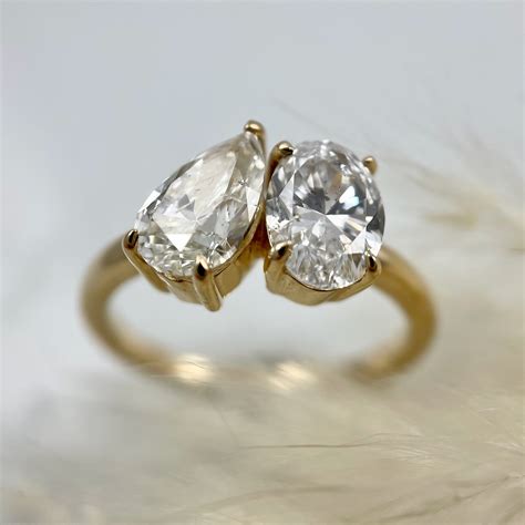 2-Stone Pear and Oval Diamond Ring- SOLD - Sholdt Jewelry Design