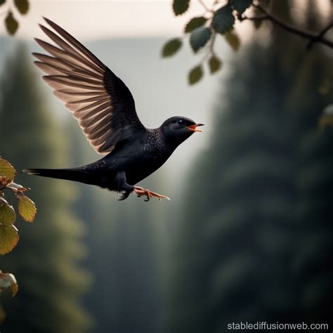 Black Swift Bird in Mid-Flight | Stable Diffusion Online