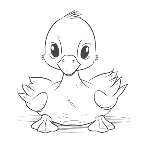 Cute Little Duck Coloring Page Outline Sketch Drawing Vector, Duck ...