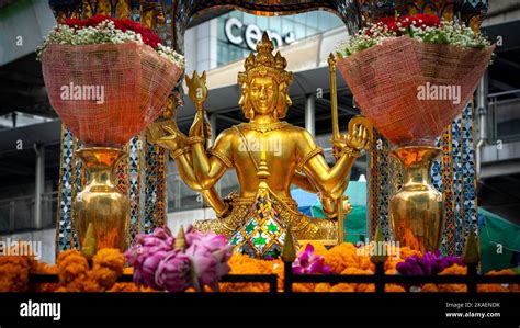 Erawan Shrine or Four-faced buddha in the Ratchaprasong district is one ...