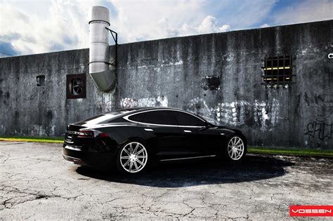 Stunning Black Tesla Model S Boasting Vossen Custom Wheels — CARiD.com ...