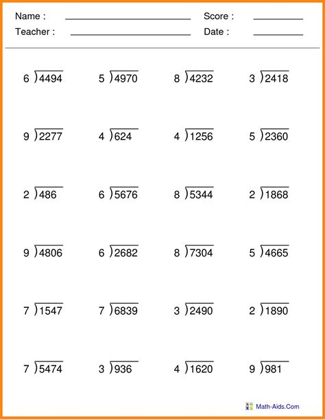 4 Worksheet Free Math Worksheets Fifth Grade 5 Multiplication Division ...