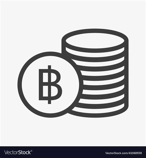 Baht icon pile of coins thai currency symbol Vector Image