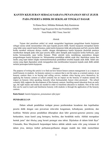 (PDF) KANTIN KEJUJURAN SEBAGAI SARANA PENANAMAN SIFAT JUJUR PADA PESERTA DIDIK DI SEKOLAH ...