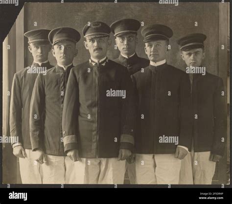 Group of Young Men in Uniform Before Tapestry (Cadets?). Louis ...