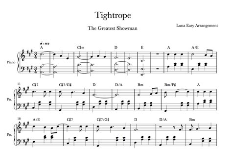 The Greatest Showman - Tightrope (Sheet Music) [Easy Piano]