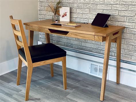 Oak Writing Desk with Drawer Mid-century Modern Scandinavian | Etsy