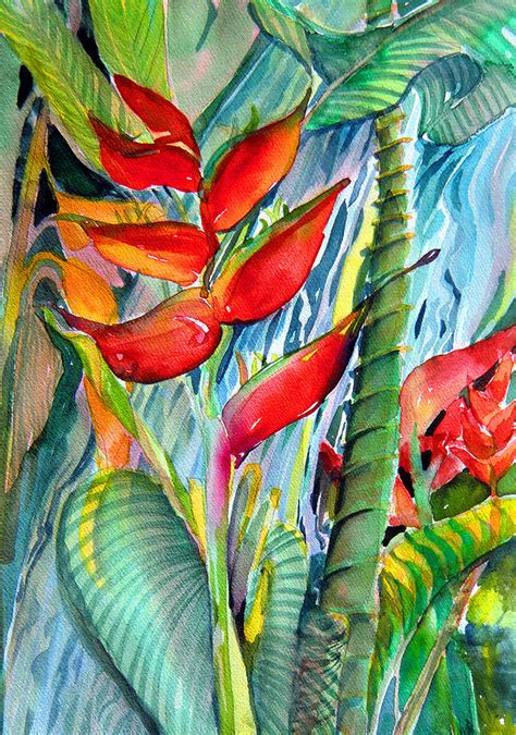 Tropical Waterfall Painting by Mindy Newman - Fine Art America