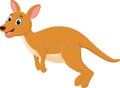 Cartoon Happy Kangaroo Jumping Isolated on White Stock Vector ...