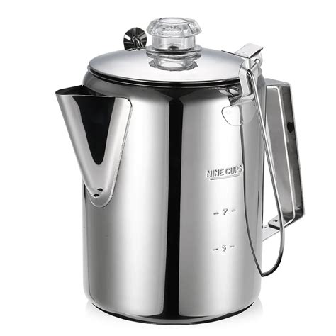 Outdoor Camping Coffee Pot 9 Cup Stainless Steel Percolator Coffee Pot ...