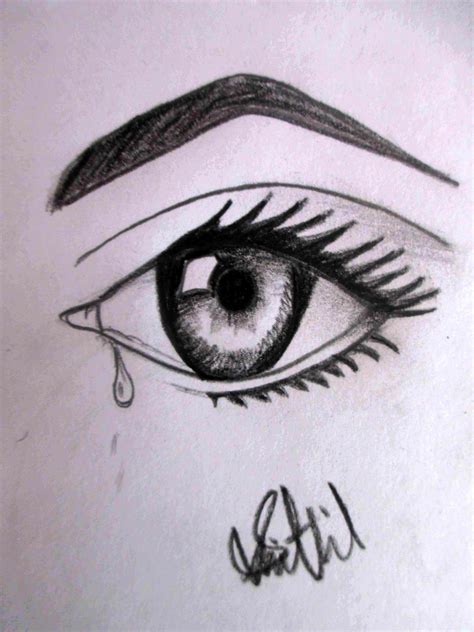 Pencil Sad Eyes Drawing Easy - Rectangle Circle