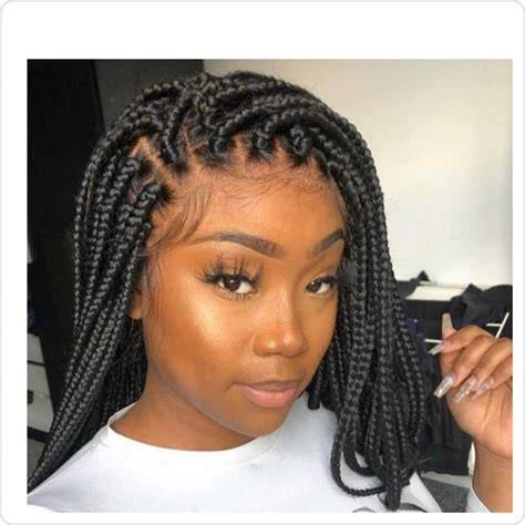 Bleached Knots Medium Knotless Box Braids Wig for Black Women Cornrows ...