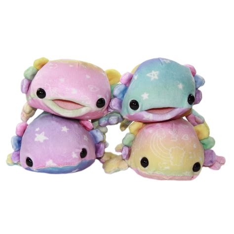 Mochi Puni Rainbow Axolotl Plushie, Purple / Blue 9 Inches