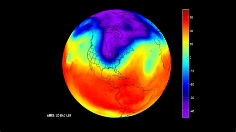 NASA's Atmospheric Infrared Sounder Captures Movement of Polar Vortex