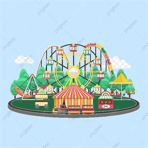 Hand Drawn Park Vector Design Images, Hand Drawn Cartoon Amusement Park ...