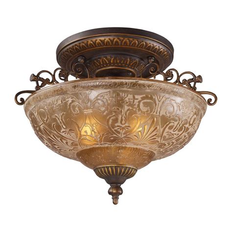 Titan Lighting 3-Light Golden Bronze Ceiling Semi-Flush Mount Light-TN-10129 - The Home Depot