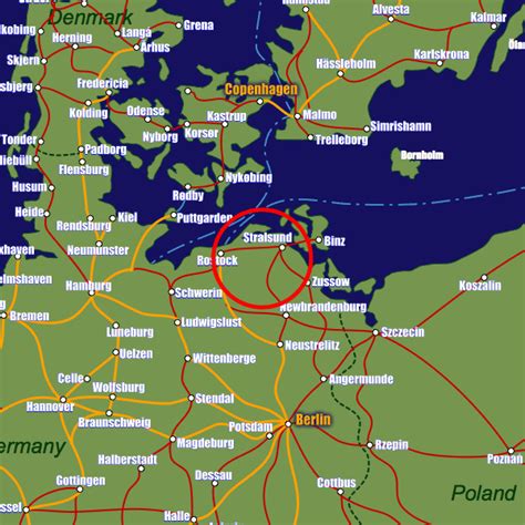 Stralsund Rail Maps and Stations from European Rail Guide