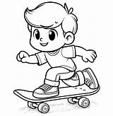 Boy On Skateboard 🛹💨 Coloring Page sketch template