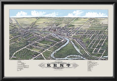 Kent OH 1882 (Color) | Vintage City Maps - Restored City Bird's Eye Views