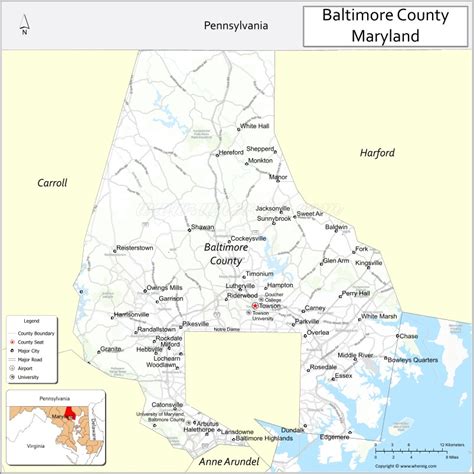 Baltimore City County Map, Maryland, USA