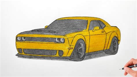 How to draw a DODGE CHALLENGER SRT HELLCAT DEMON 2018 / drawing dodge ...