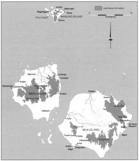 Badu and neighbouring islands, showing the location of Argan ...