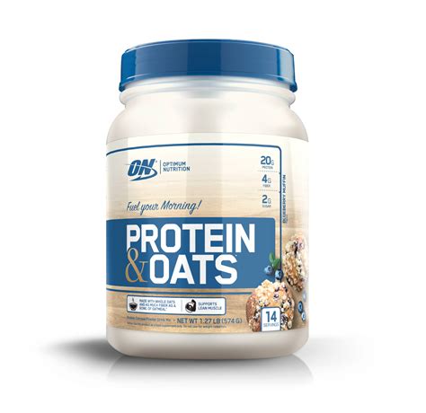 Optimum Nutrition Protein & Oats, Blueberry Muffin, 27g Protein, 14 ...