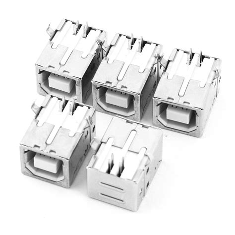 USB 2.0 Female Type-B Port 4-Pin 90 Degree PCB DIP Jack Socket Connector 5pcs - Walmart.com