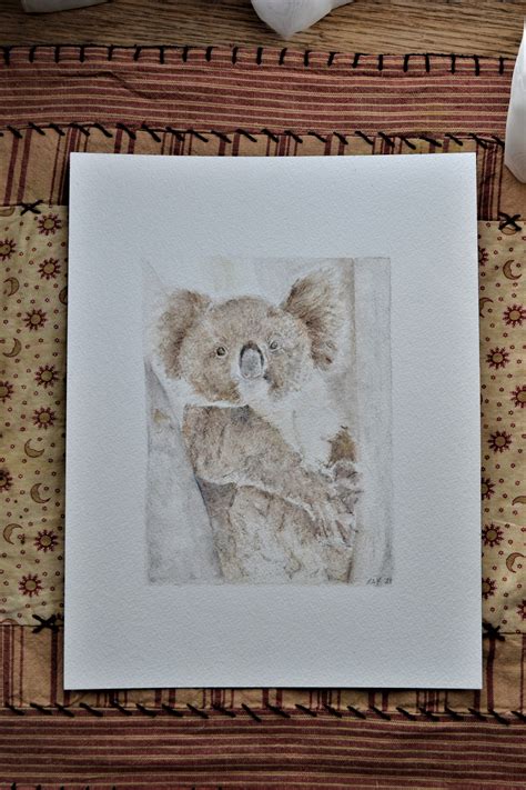 Original Koala Painting Watercolor Handmade Animal - Etsy