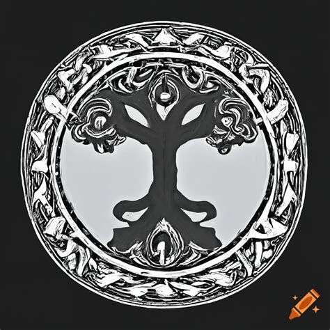 Jormungandr symbol surrounding the yggdrasil