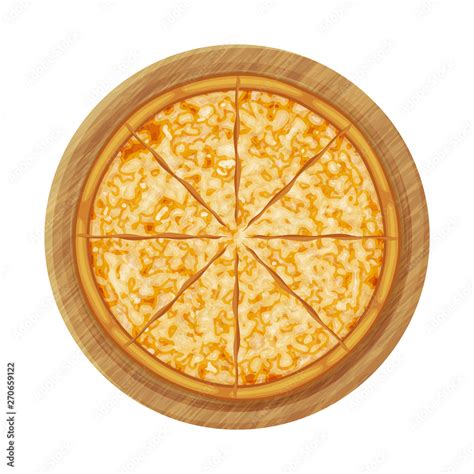 Cheese pizza on wood plate. Object for packaging, advertisements, menu ...