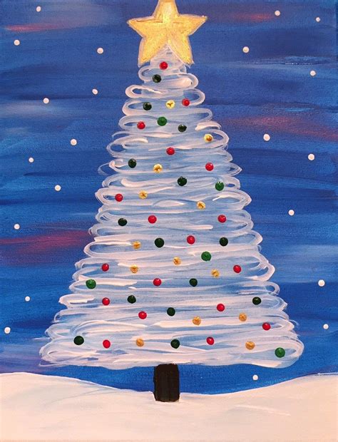 Winter - "Snowy Tree" – Painting with Tanya Christmas Paintings On ...