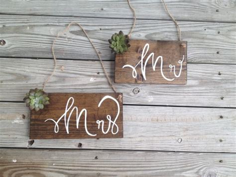 Rustic Mr And Mrs Wedding Signs, Succulant Wedding, Mr Mrs Chair Signs ...