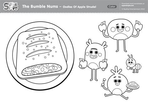 The Bumble Nums - Oodles Of Apple Strudel Coloring Page - Super Simple