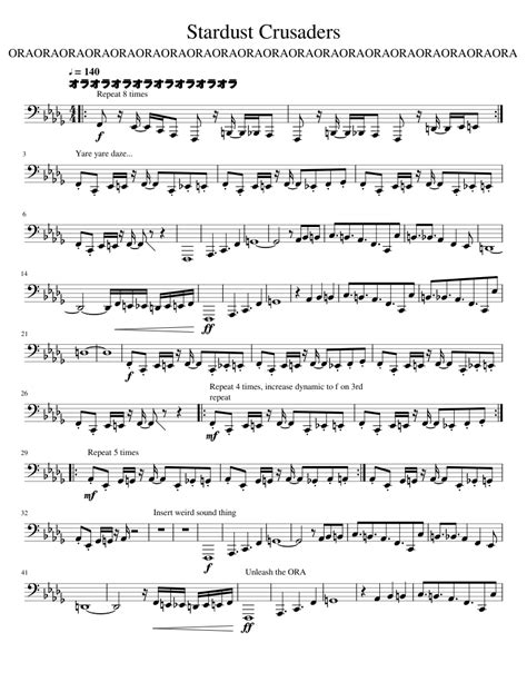 Stardust Crusaders (Tuba Solo) sheet music for Tuba download free in PDF or MIDI