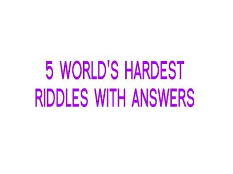 5 WORLD'S HARDEST RIDDLES WITH ANSWERS - Riddle - YouTube