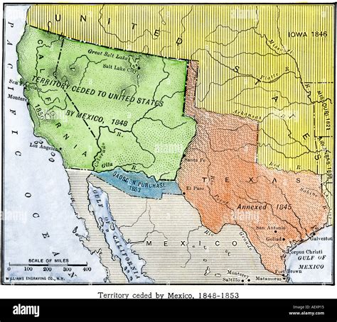 Map of the territory ceded by Mexico to the US after the Mexican ...