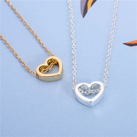 Simple Design Lovely Tiny Hollow Heart Necklace Tiny Heart Neckace Cute Sweet Girl Jewelry Gold ...