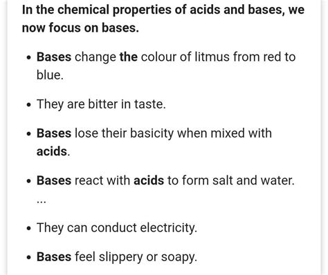 write any two physical and chemical properties of acids and bases - Brainly.in