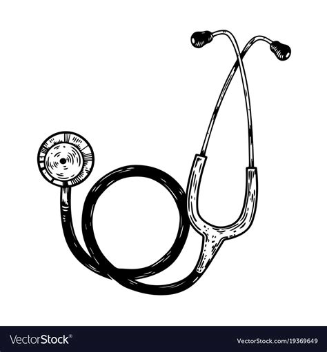 Stethoscope engraving Royalty Free Vector Image