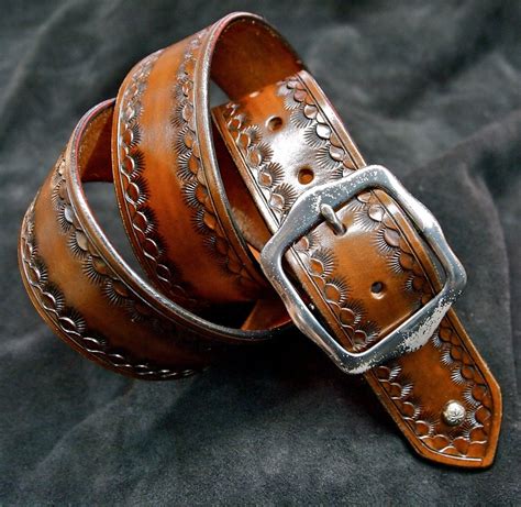 Hand Tooled Leather Belt Custom Made in NYC by mataradesign