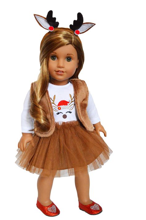 My Brittany's Holiday Reindeer Dress Fits American Girl Dolls and My Life as Dolls - Walmart.com ...