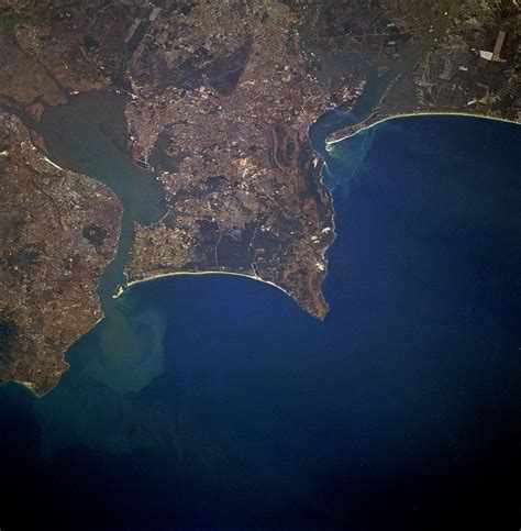 Satellite Image, Photo of Lisbon and Tagus River Estuary, Portugal