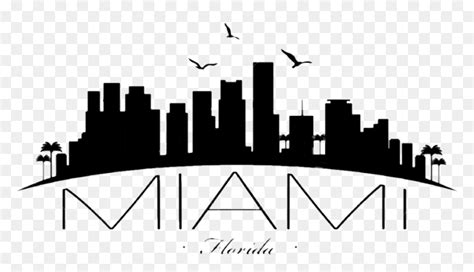 Miami Skyline Silhouette Clip Art