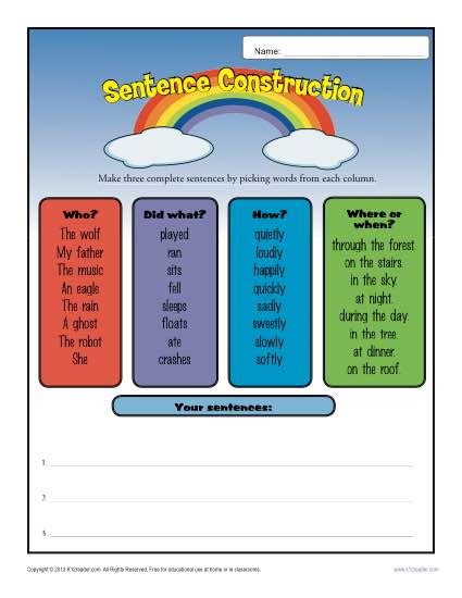 40+ Free Printable Sentence Structure Worksheets PNG