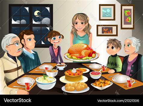 Thanksgiving family dinner Royalty Free Vector Image