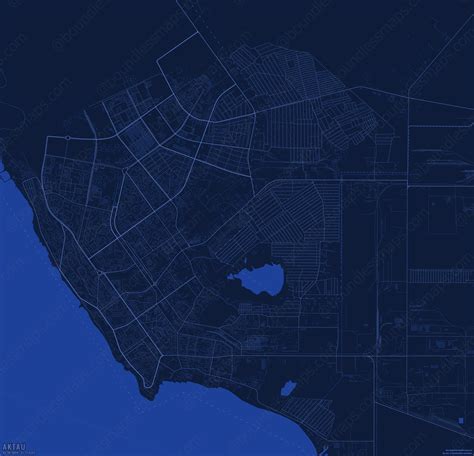 Aktau - Dark Blue Vector Map | Boundless Maps