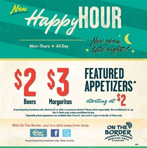 On the Border Happy Hour #ontheborder | Local restaurant, Drinks, Messages